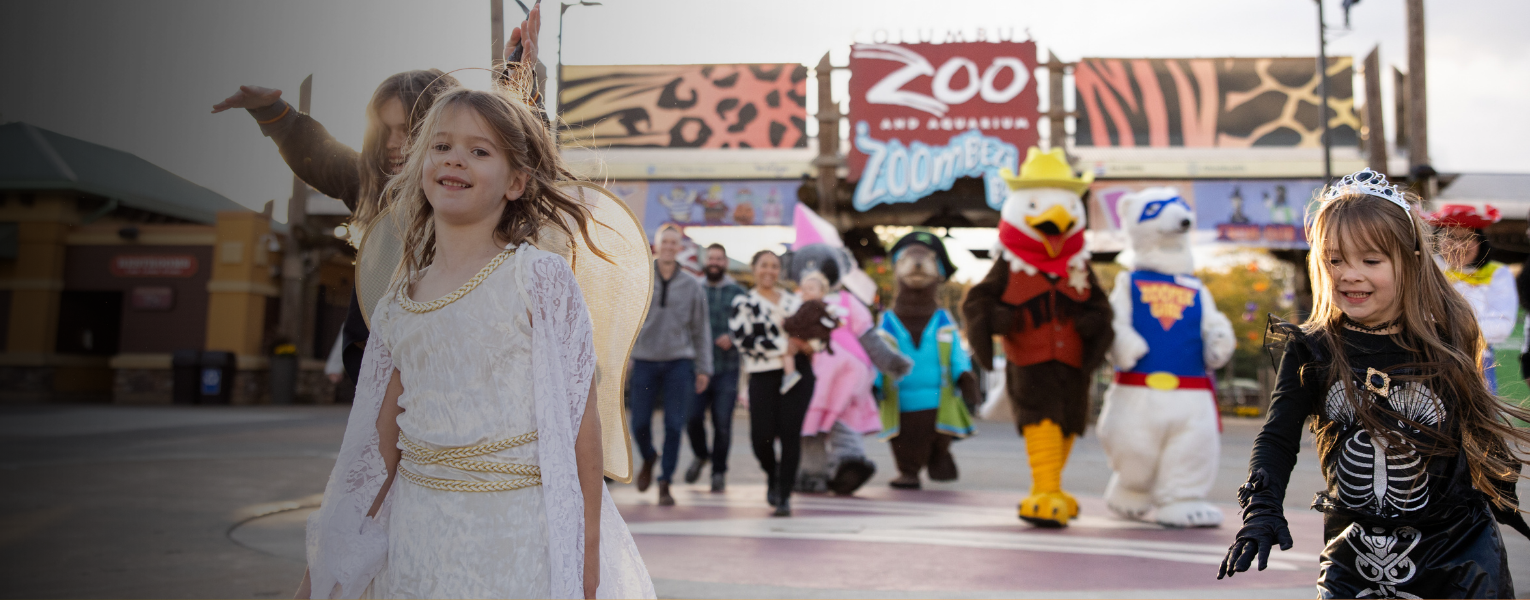zoo guests and mascots in costume