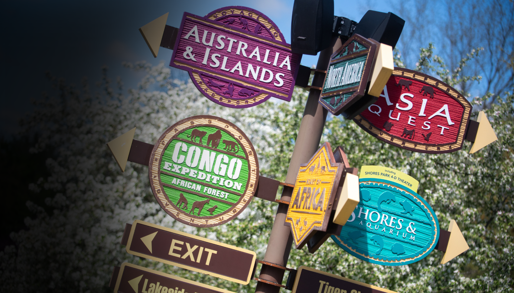 wayfinding signs at the Columbus Zoo