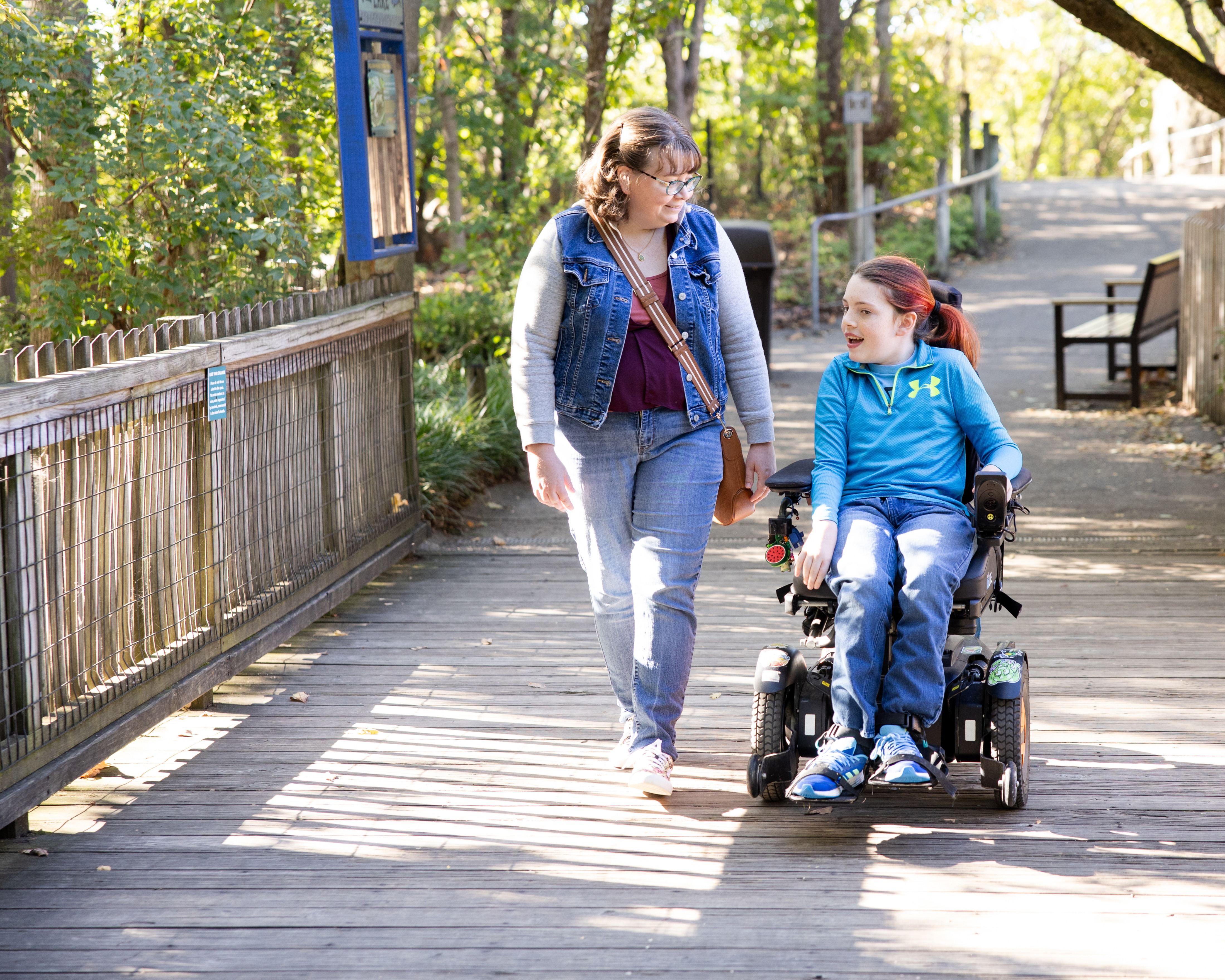 Family at the Columbus Zoo on wood boardwalk