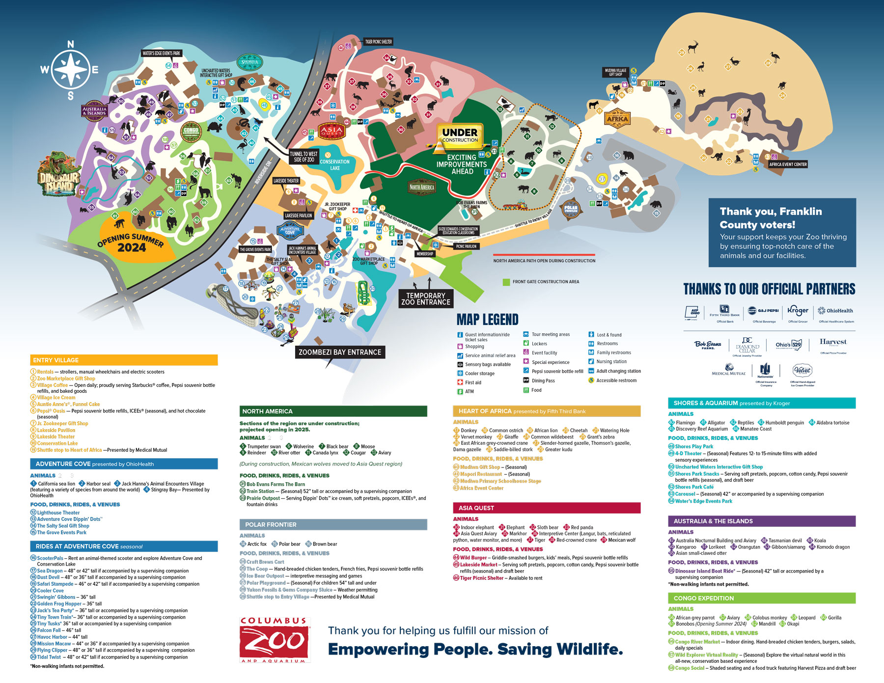 Areas Of The Zoo Columbus Zoo And Aquarium 2025 Jan Map