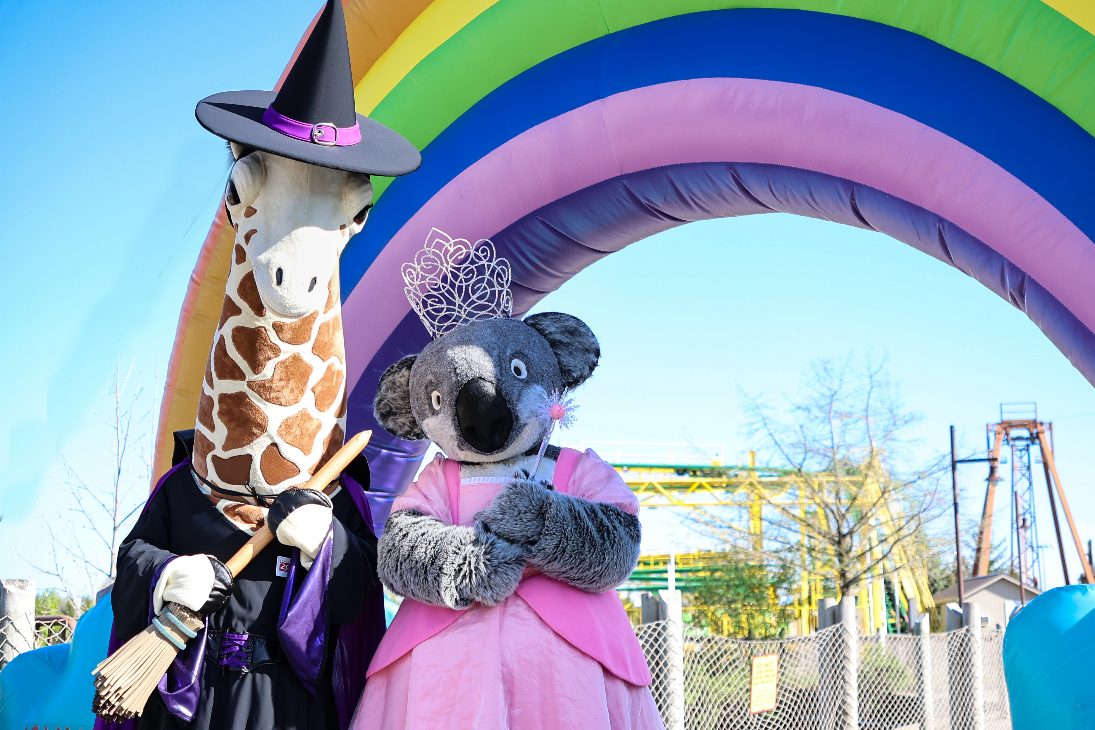 zoo mascots posing for photo