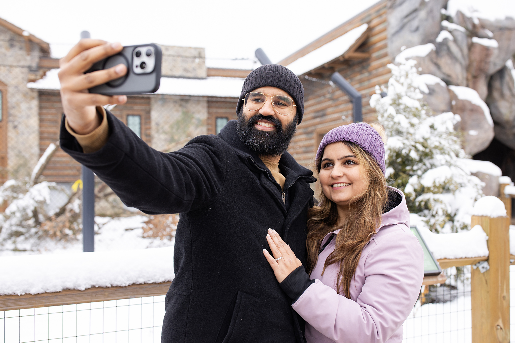 Couple selfie at black bear habitat