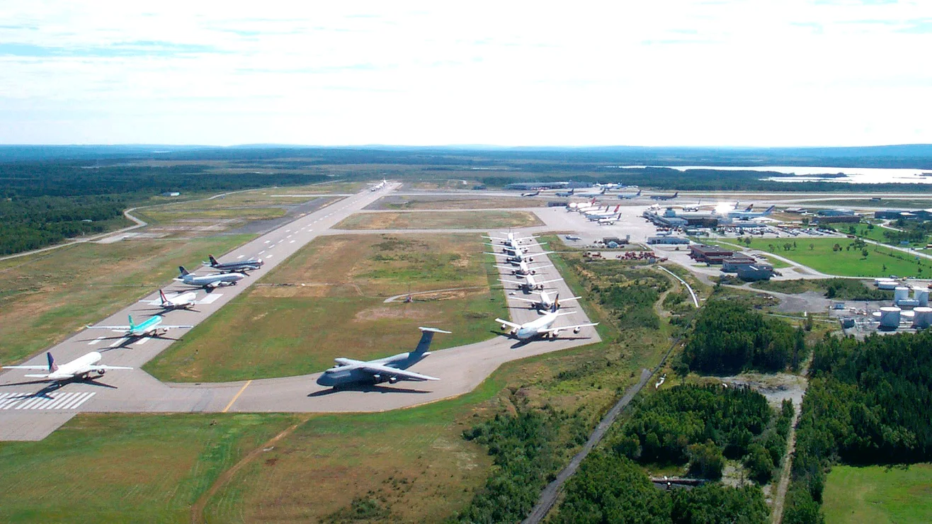 aerial view of airport, image courtesy of Gander Airport Historical Society