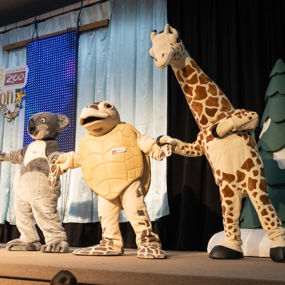zoo characters on stage