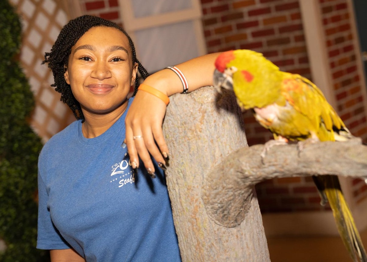 girl with parrot