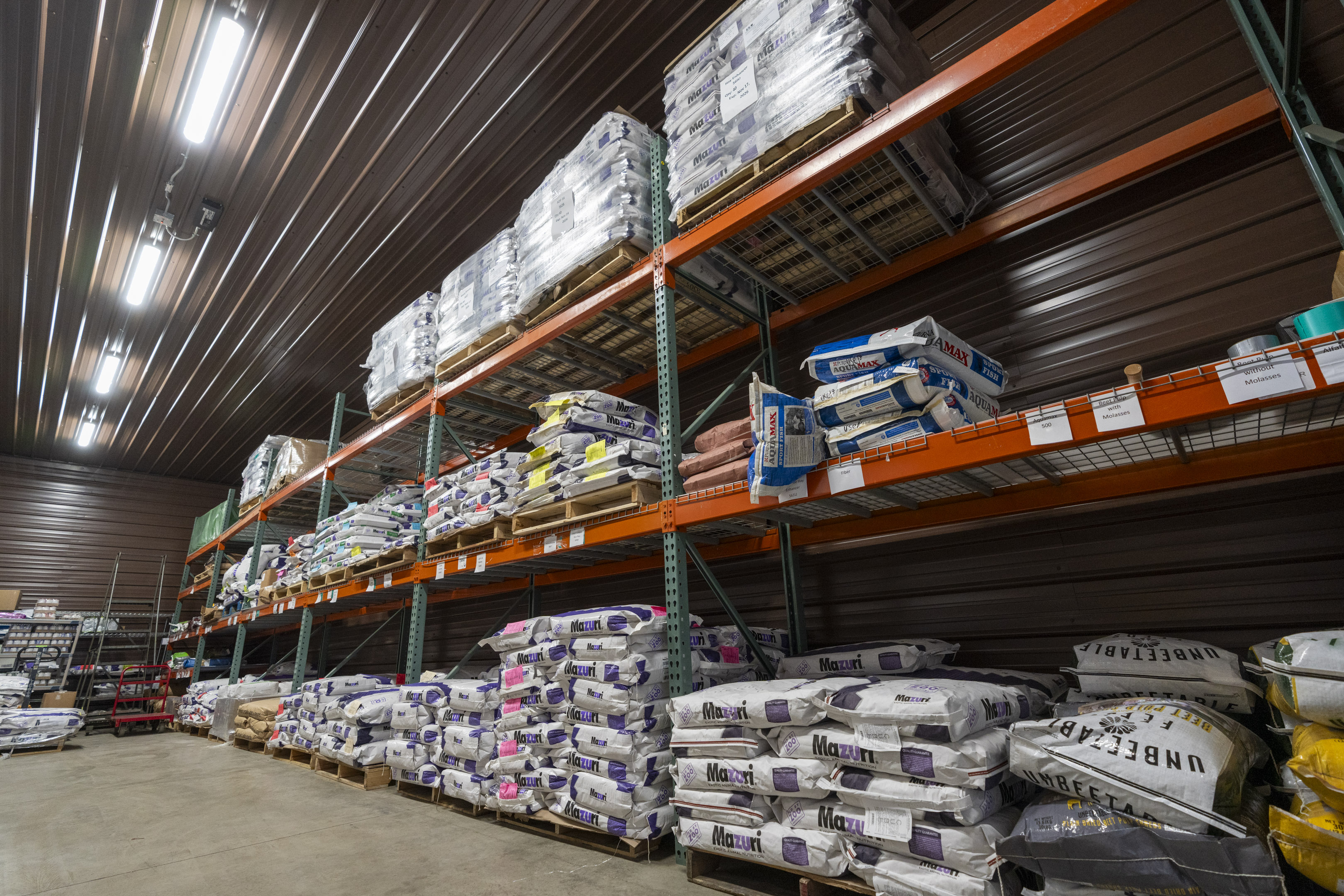 warehouse holding food for zoo animals