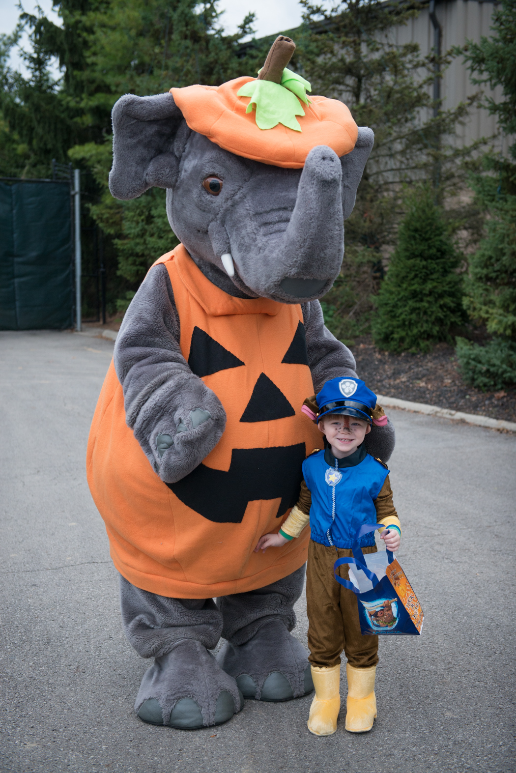 child with mascot