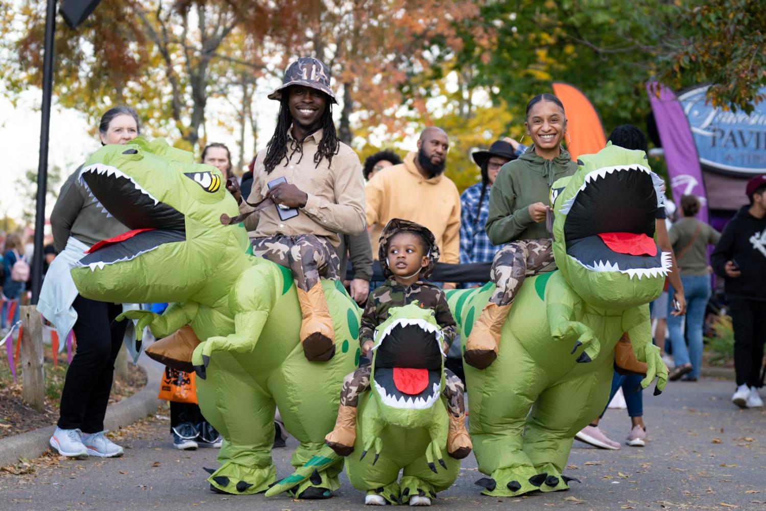 family in Halloween costumes