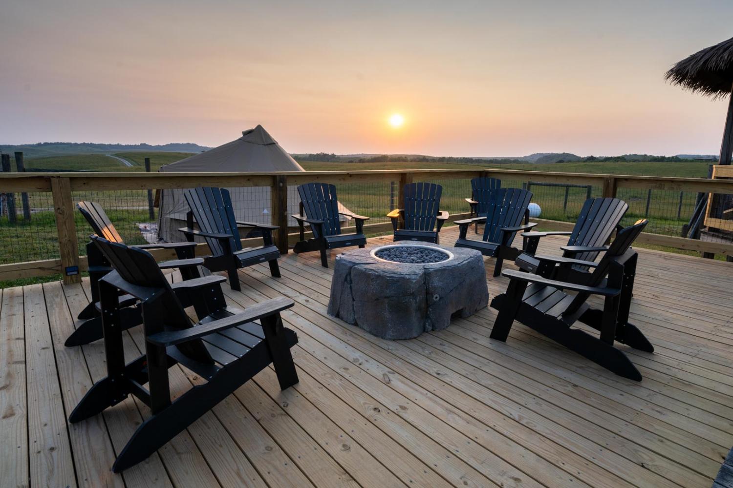 tent and fireplace area at The Wilds