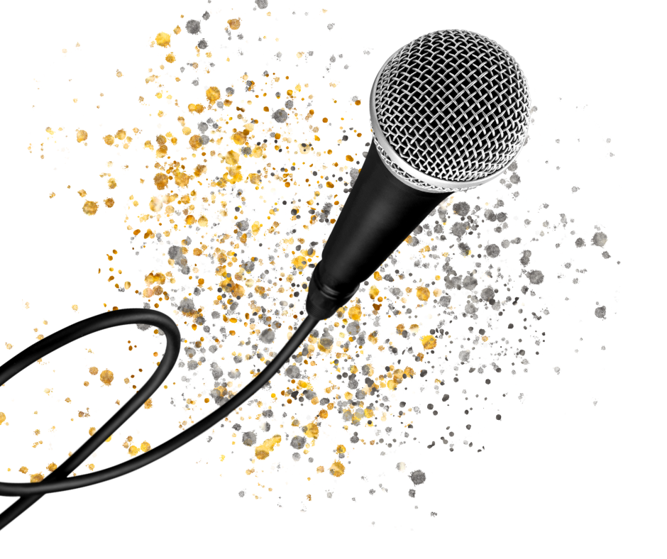 Microphone with glitter in background