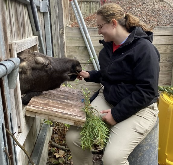 college student with moose