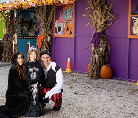 family posing for Halloween picture