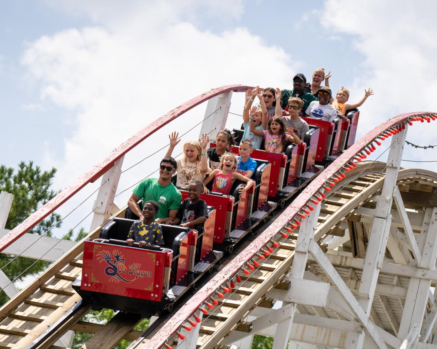 Columbus Zoo guests on roller coaster