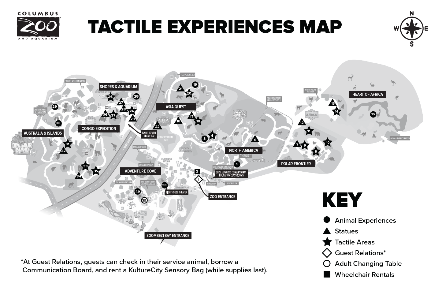 Tactile Experiences Map for the Columbus Zoo