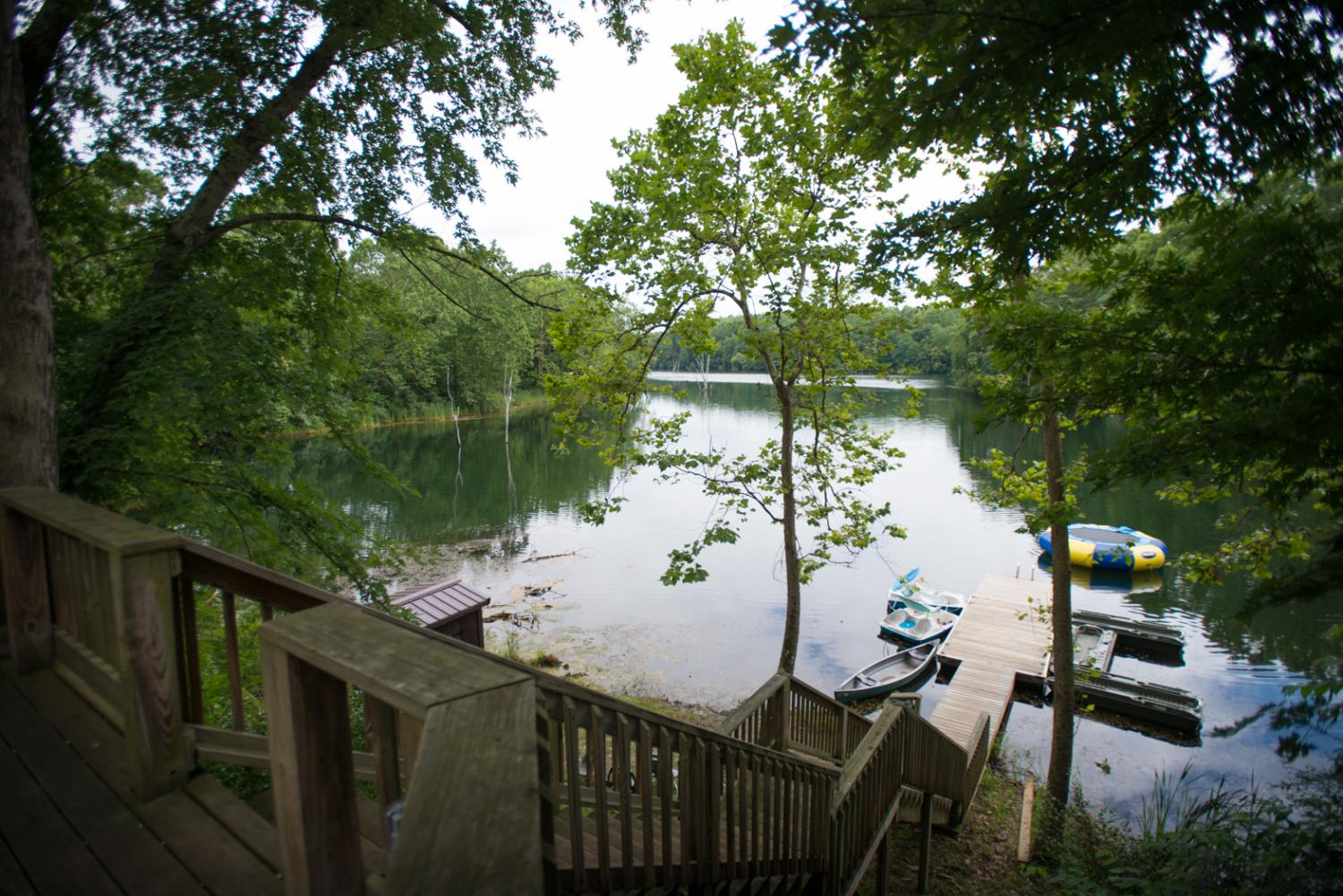 pond at edge of lodge dock