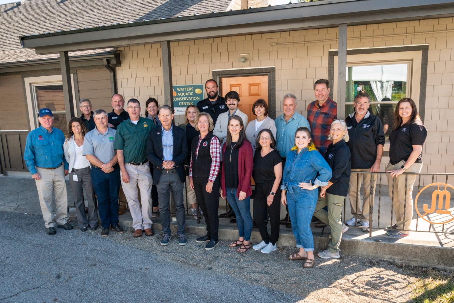 team members in front of freshwater mussel facility