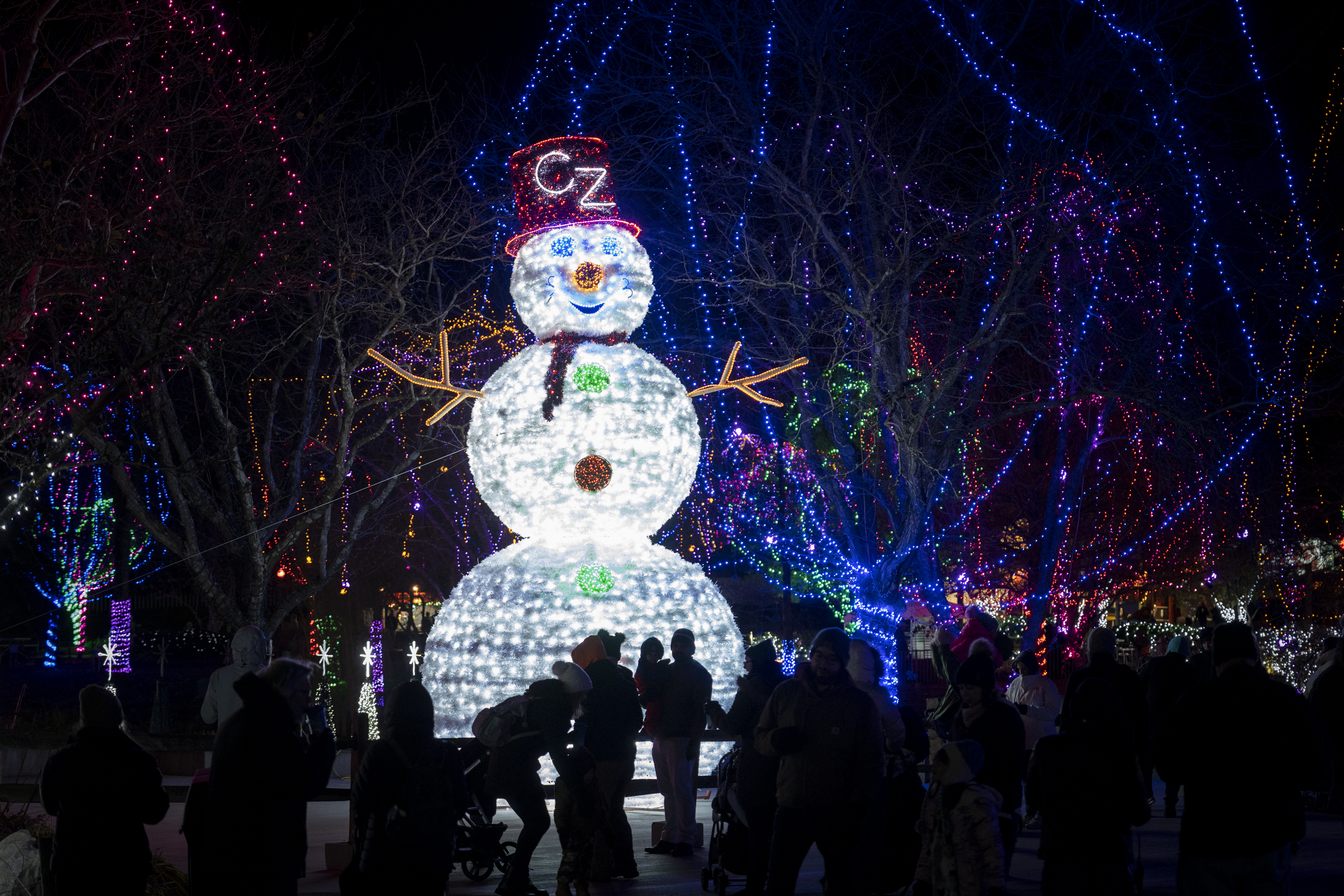 snowman at the Columbus Zoo Wildlights event
