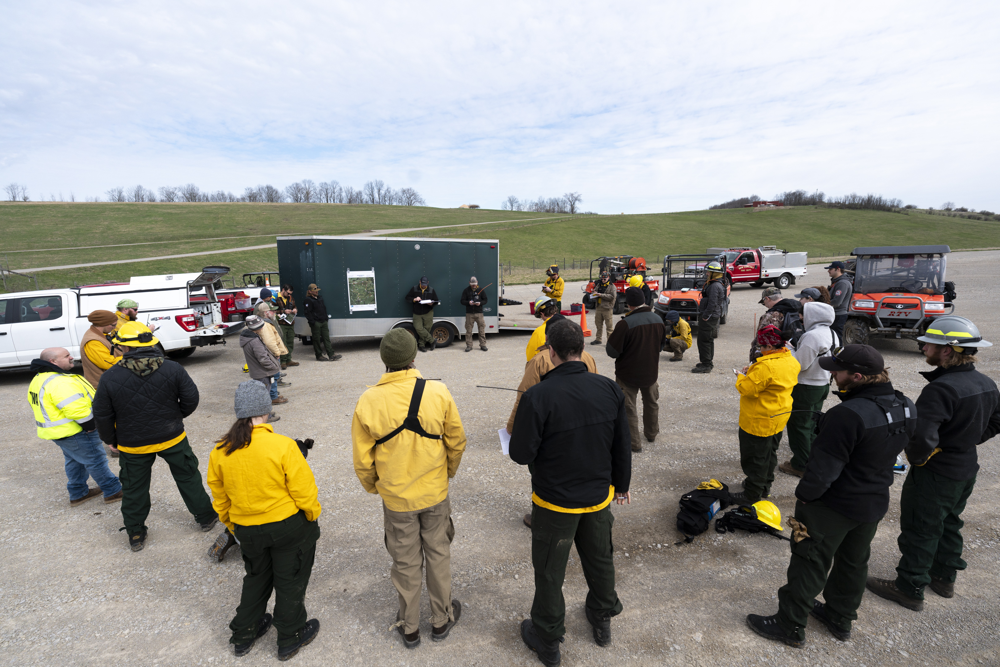 Team discussing prescribed burn at The Wilds
