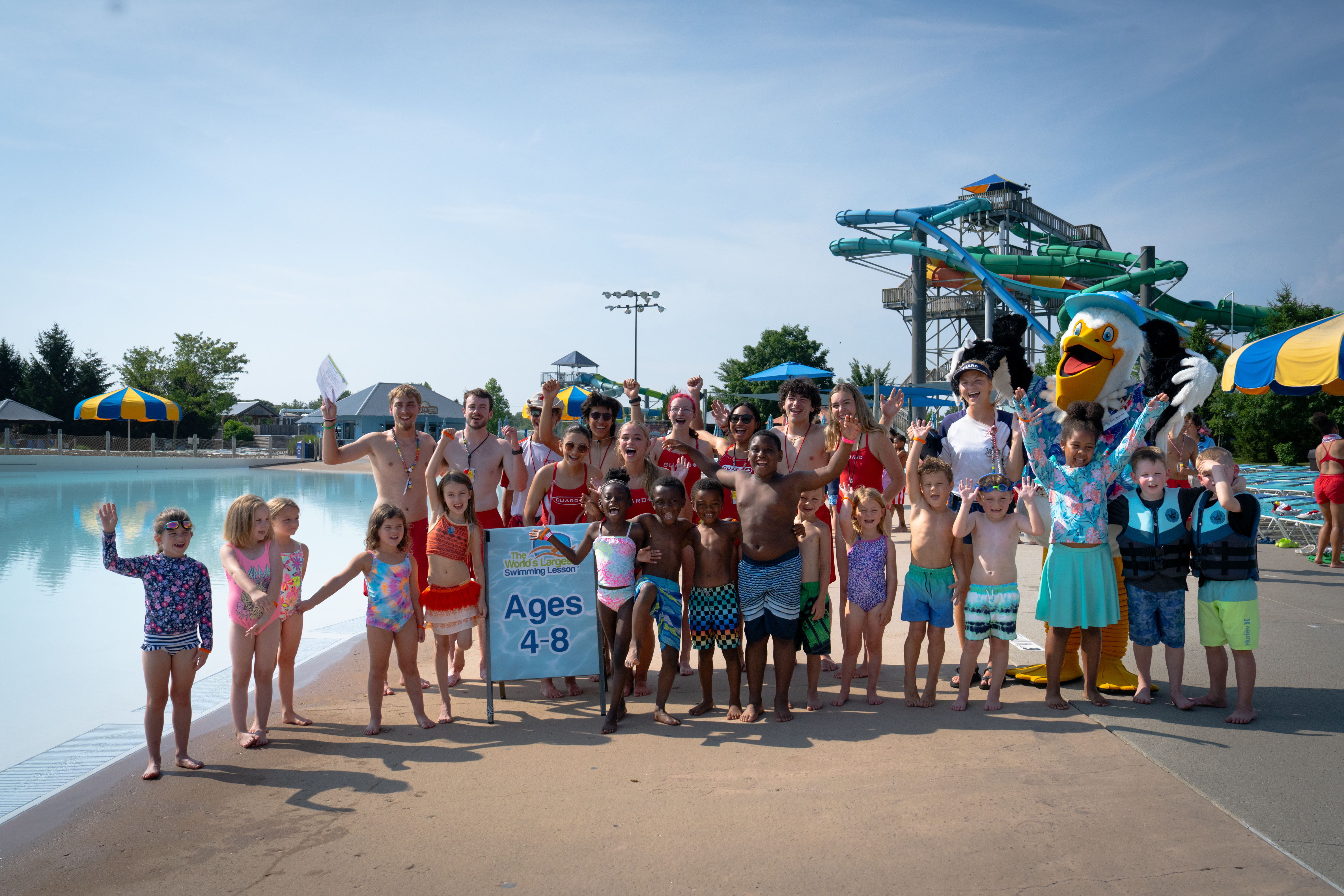 swim lesson attendees at water park
