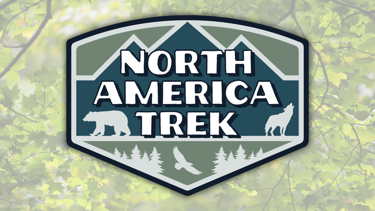 North America Trek logo with leaf background