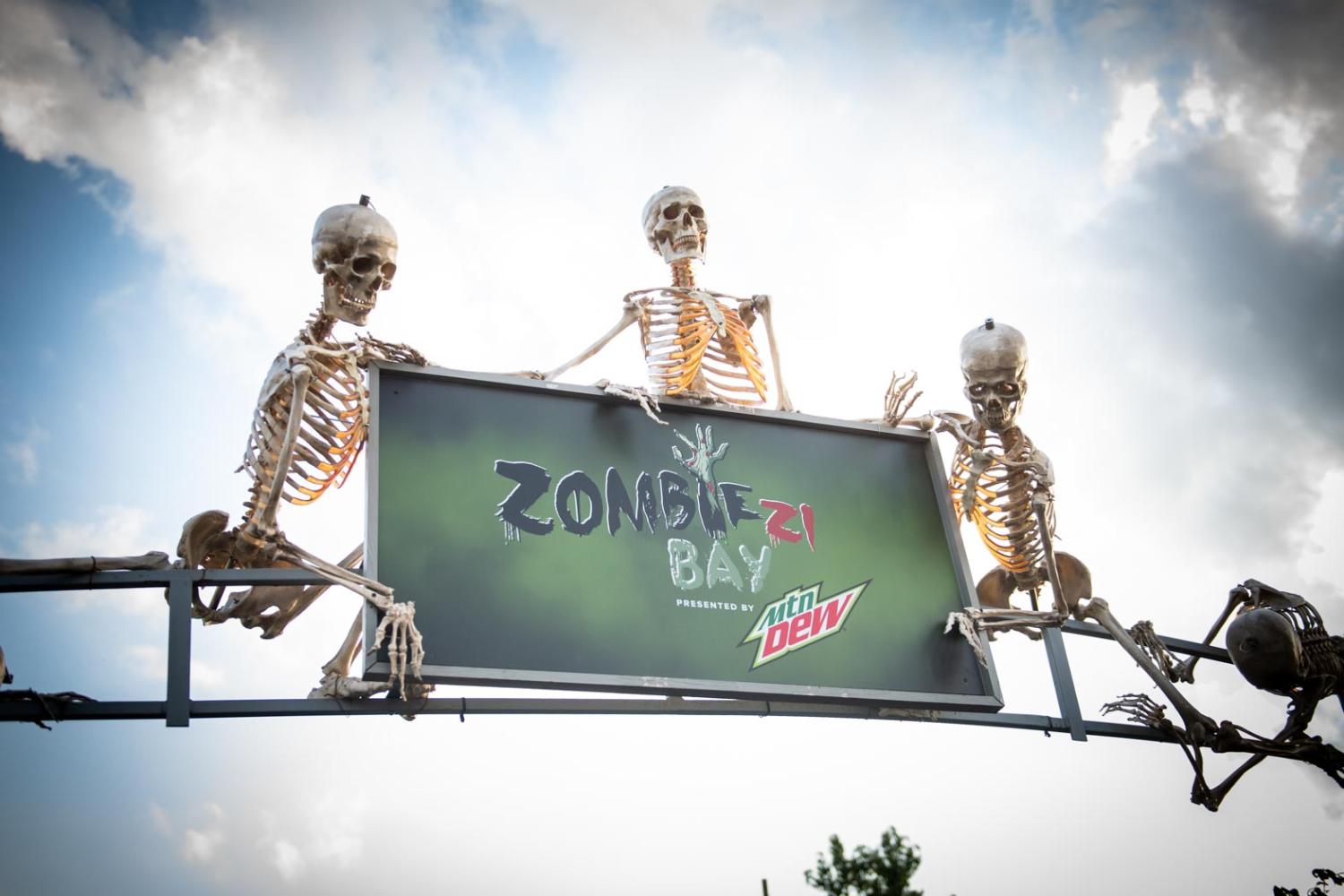 skeletons near park sign