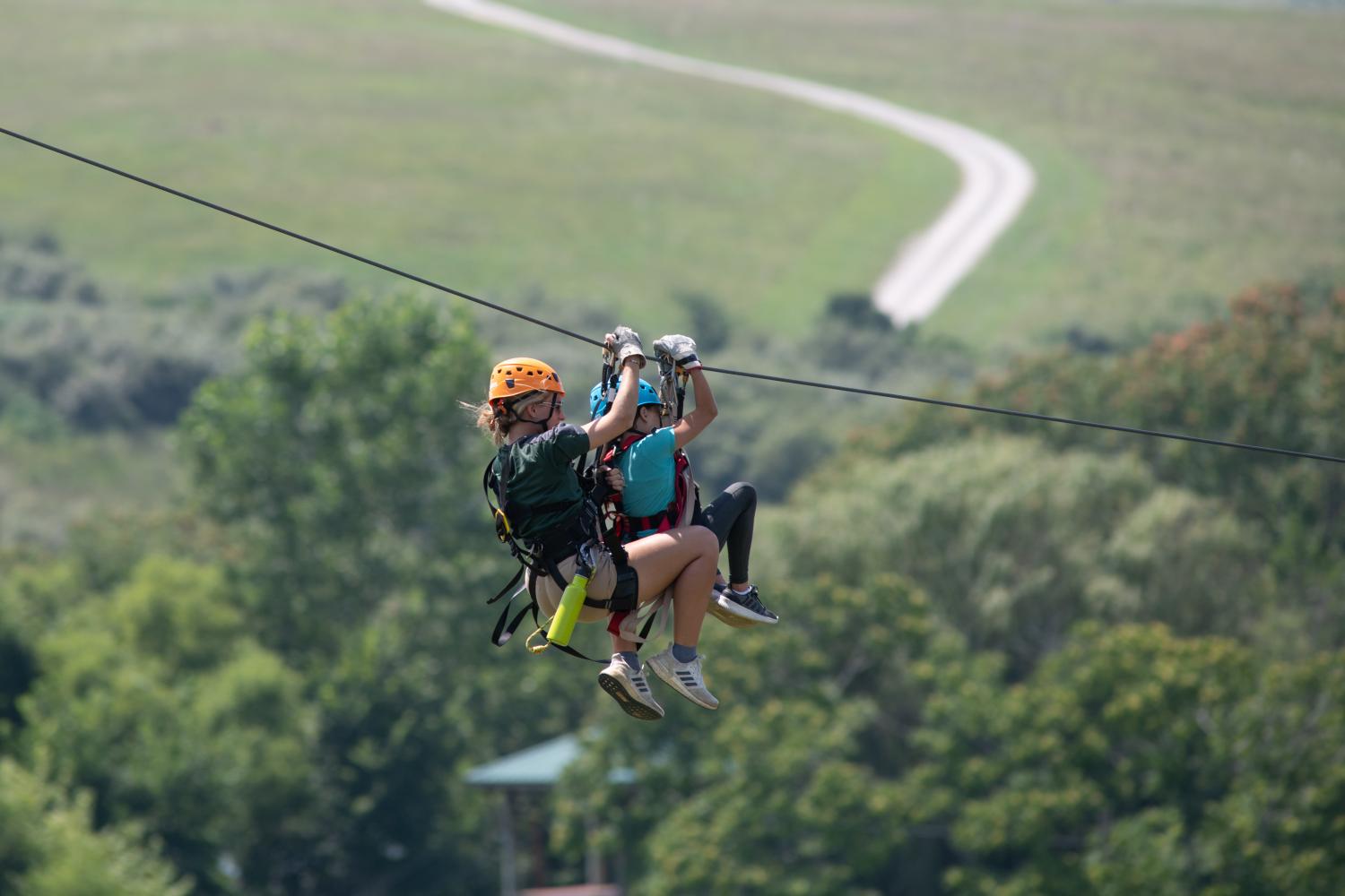 Zipline over field