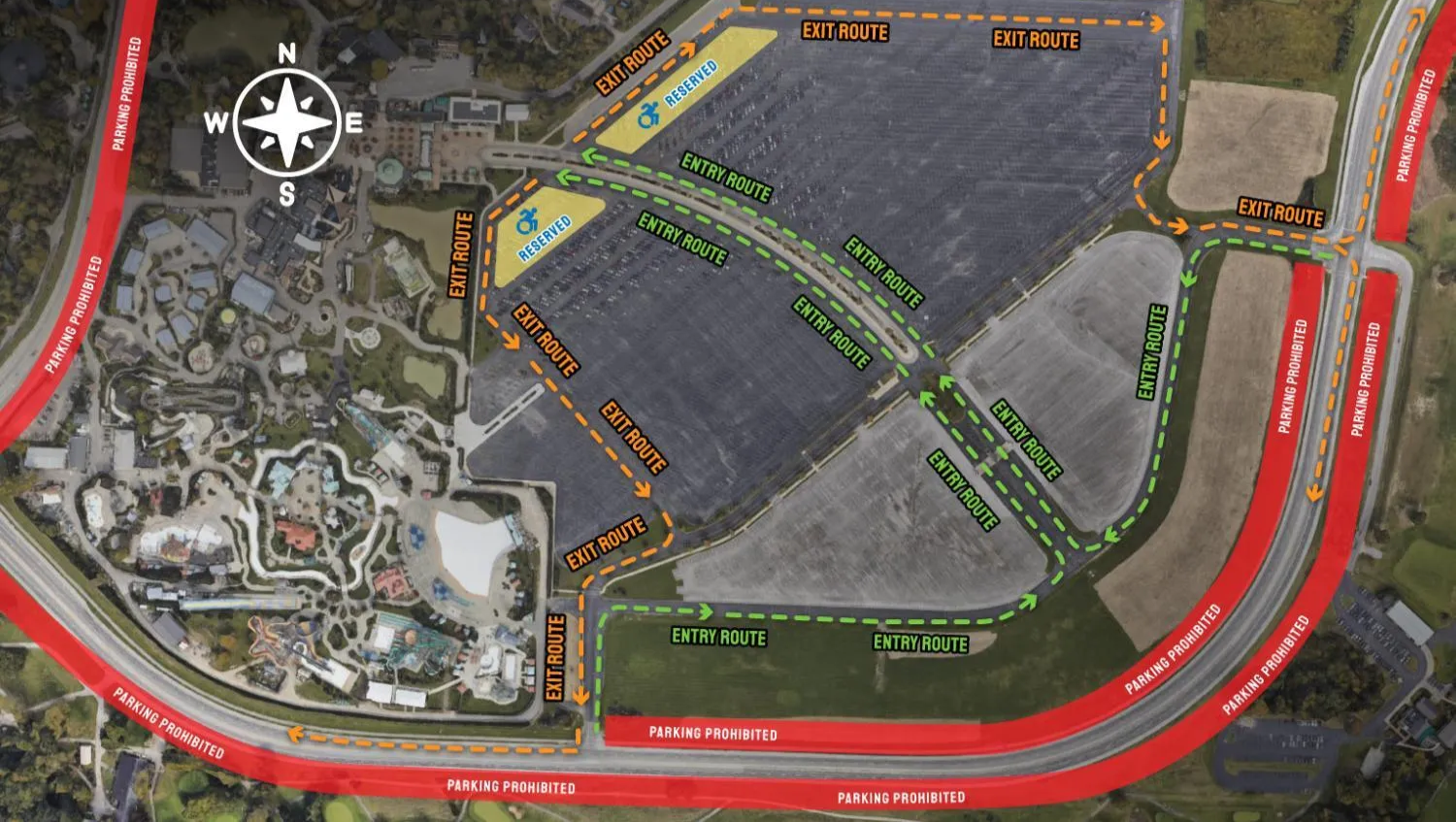 Parking flow map for the Columbus Zoo