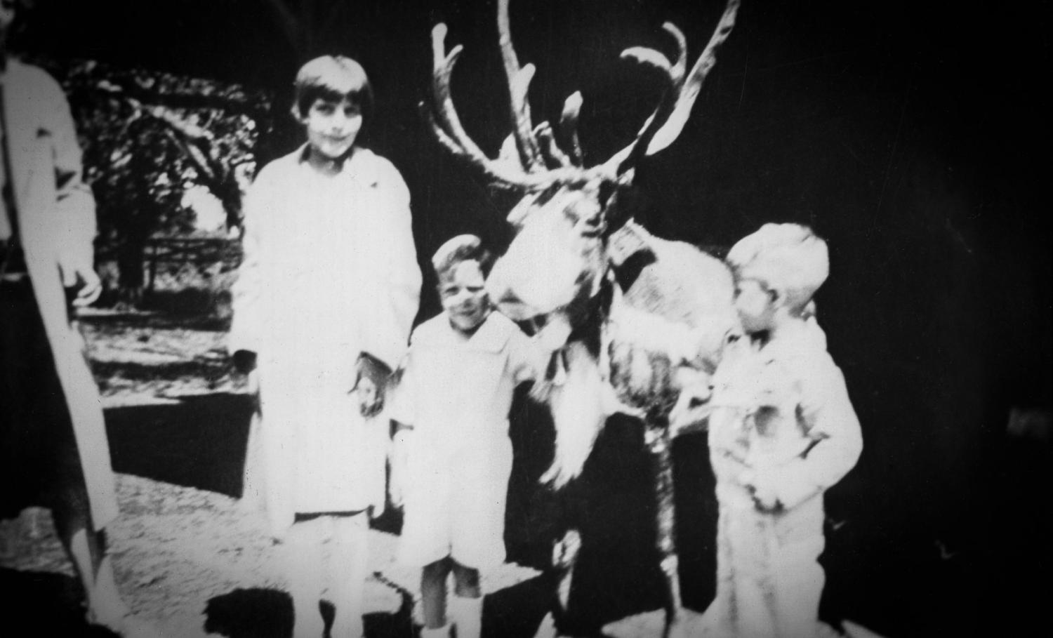 children with reindeer