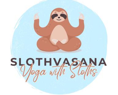 Cartoon sloth doing yoga