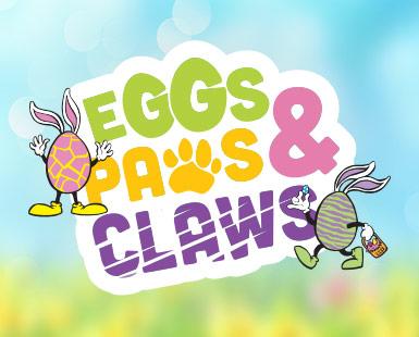 Eggs Paws n Claws colorful text