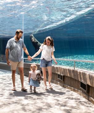 family in water tunnel