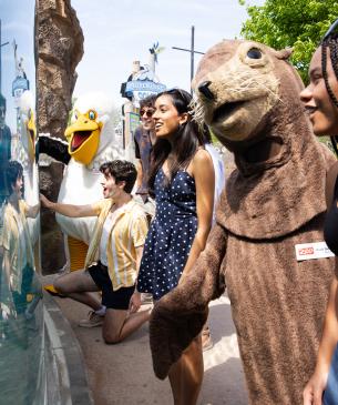 guests looking into aquarium
