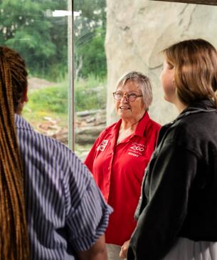 zoo volunteer and guests