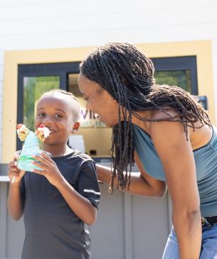 family eating ice cream