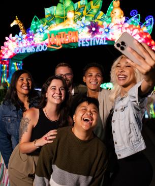 guests enjoying Columbus Zoo lantern festival