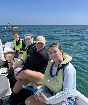 students on boat