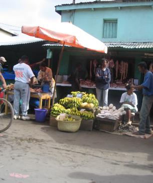 village members walking