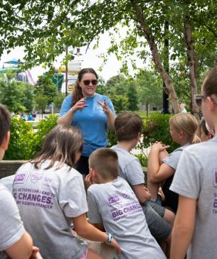 zoo guests and staff