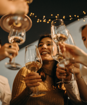 friends holding champagne glasses