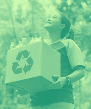 person holding recycling box