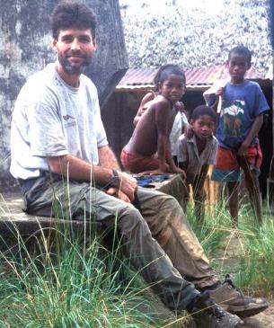 man and children, sitting