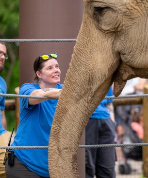 keeper with elephant