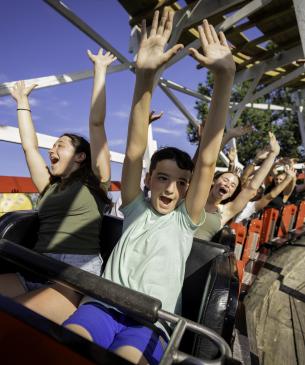 Kids on roller coaster