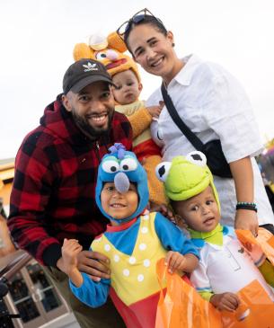 family in halloween costumes