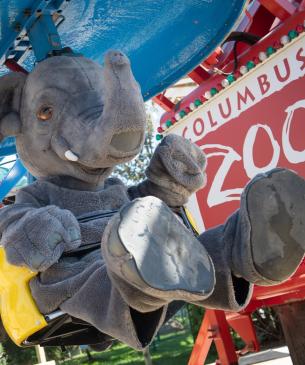 elephant mascot on zoo ride