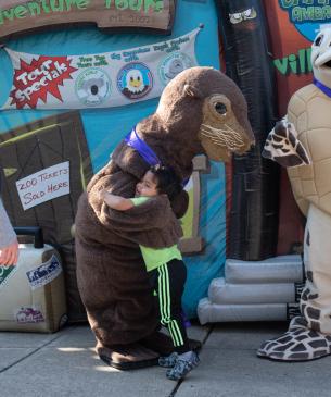 hug with mascot