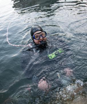 diver in water
