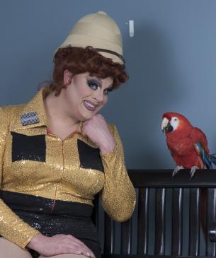 Nina West with parrot