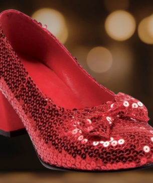 red sequined heel