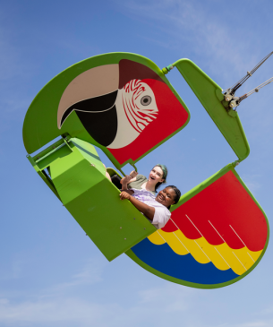 Zoo guests on amusement style ride